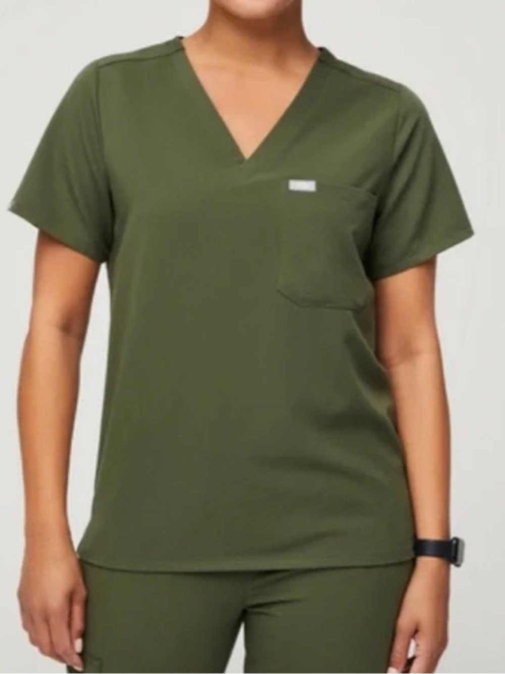 Figs Olive V-Neck Catarina One Pocket Scrub Top